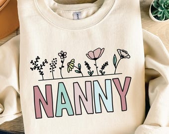 Nanny Floral PNG: Grandma Sublimation Design (Digital Download)