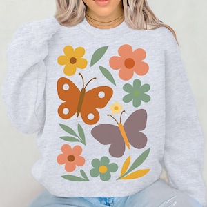 Papillon, fleurs sauvages Png, sublimation de chemise Clipart papillons bohèmes, Design floral en téléchargement numérique, bocal en verre png, Tshirt Design Png
