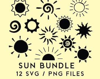 Pakiet Sun SVG: Letnie grafiki klipart, Cricut i Glowforge (pobieranie cyfrowe)