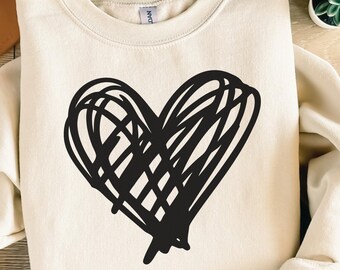 Scribble Heart SVG, Valentine Doodle Heart Clipart (Digital Download)
