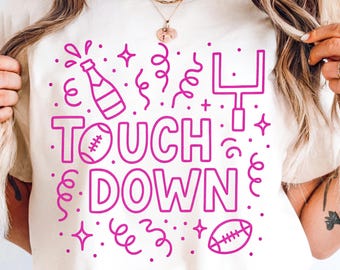Touchdown PNG, Football Game Day Doodle Clipart, Super Bowl Confetti Design, Sublimation Shirt Graphic