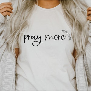 Religiöses Png Png | Beten Sie mehr Sorge weniger | Gesegnet | Glaube | Christliche Zitate | Religiöse Dateien für Cricut | Digitaler Download