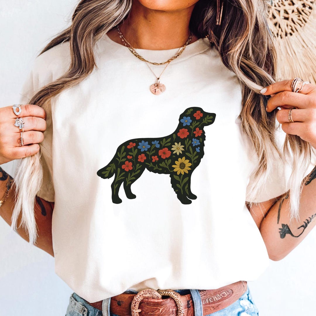 Floral Golden Retriever PNG: Wildflower Dog Mom Shirt Design (digital ...