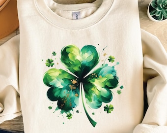 Shamrock Watercolor PNG Clipart: St Patricks Day Design (Digital Download)