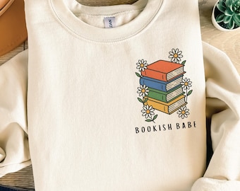 Bookish Babe PNG, Floral Book Stack Sublimation Design (Digital Download)