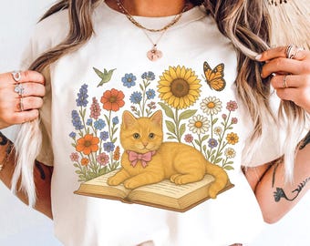 Wildflower Kitten PNG: Boho Cat Lover Shirt Design (Digital Download)