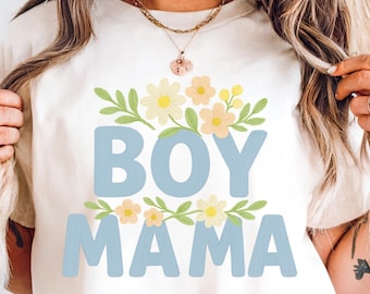 Boy Mama PNG: Pastel Floral Letters Clipart (Digital Download)