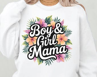Boy and Girl Mama PNG File: Sublimation Design (Digital Download)