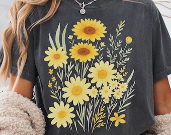 Sunflower Daisy PNG Clipart | Boho Yellow Wildflower Digital Design for Shirts, Mugs, Stickers