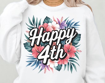 PNG floral del 4 de julio: Diseño de camiseta patriótica (descarga digital)