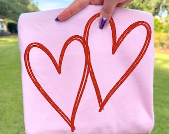 Valentine's Day Heart PNG – One Line Doodle Hearts, Minimalist Valentine Clipart, Sublimation Design