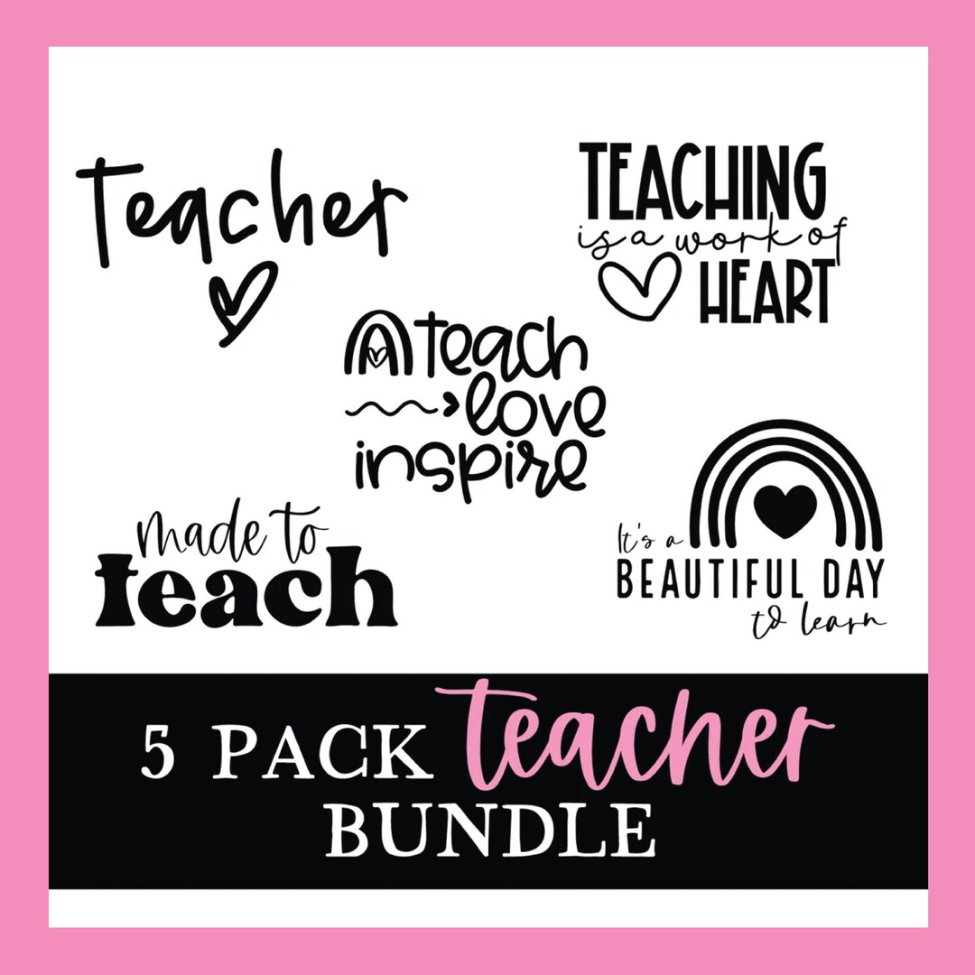 Teacher SVG Bundle: Shirt Quotes, Back to School Designs (digital ...