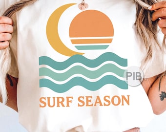 Retro Surf Season PNG: 70s Beach Summer Clipart (Digital Download)