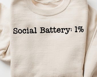 Batería social SVG – PNG divertido para introvertidos, cita sarcástica (descarga digital)