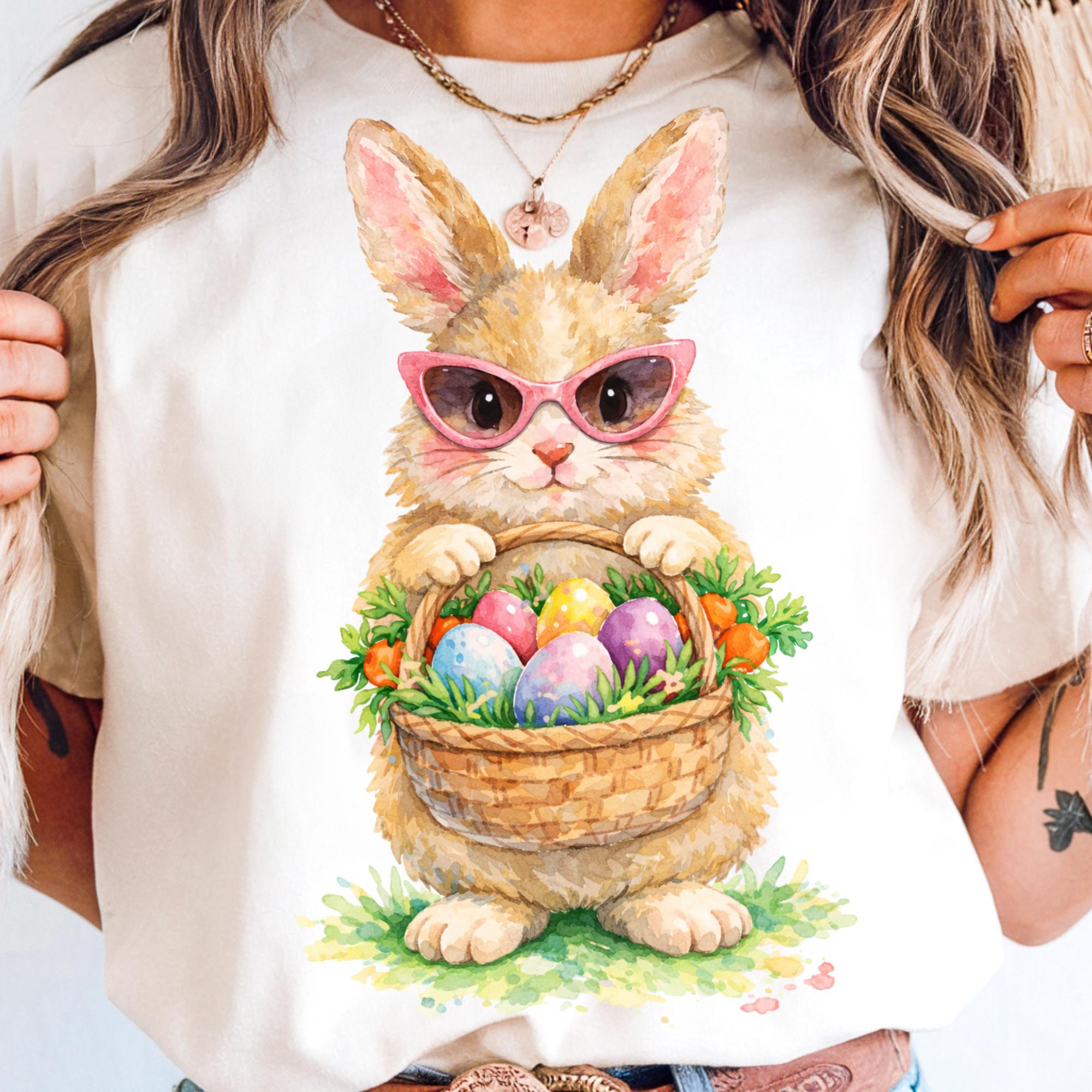 3 Easter Bunny PNG Clip Art Bundle, Watercolor Rabbit Graphic (digital ...