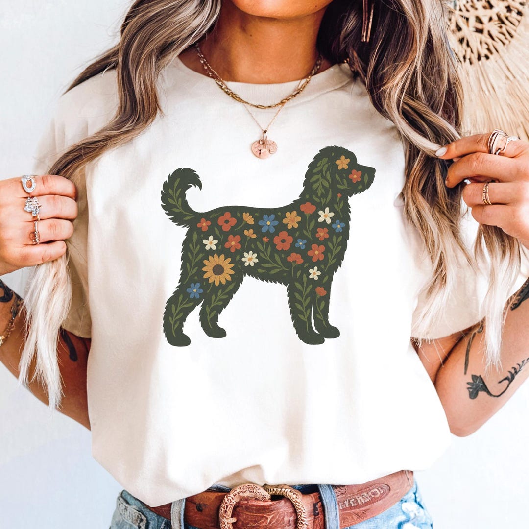 Floral Golden Doodle PNG: Boho Dog Mom Shirt Design (digital Download ...