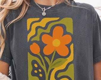 Retro 70s Daisy PNG, Groovy Floral Artwork (Digital Download)