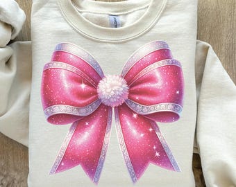 Pink Glitter Bow PNG Clipart: Sparkling Digital Download