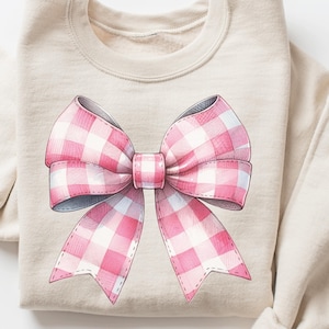 Pink Checkered Bow Clipart, Bow Png Digital Download for Crafts, Pink Plaid Bow for Scrapbooking and Design, Png for Shirts And Hoodies