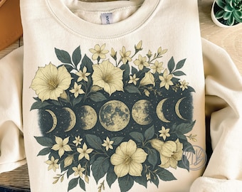 Floral Moon PNG: Boho Witchy Shirt Design for Tumblers (Digital Download)