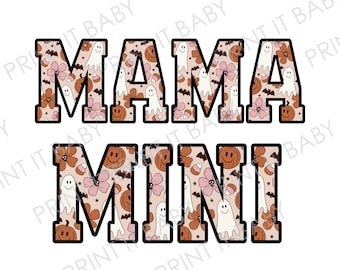 Retro Mama and Mini Halloween PNG Bundle: Sublimation Design (Digital Download)