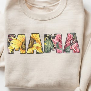Diseño de letras florales para mamá, idea de regalo para el Día de la Madre, PNG popular, diseño de sublimación para camisetas, descarga digital, acceso instantáneo