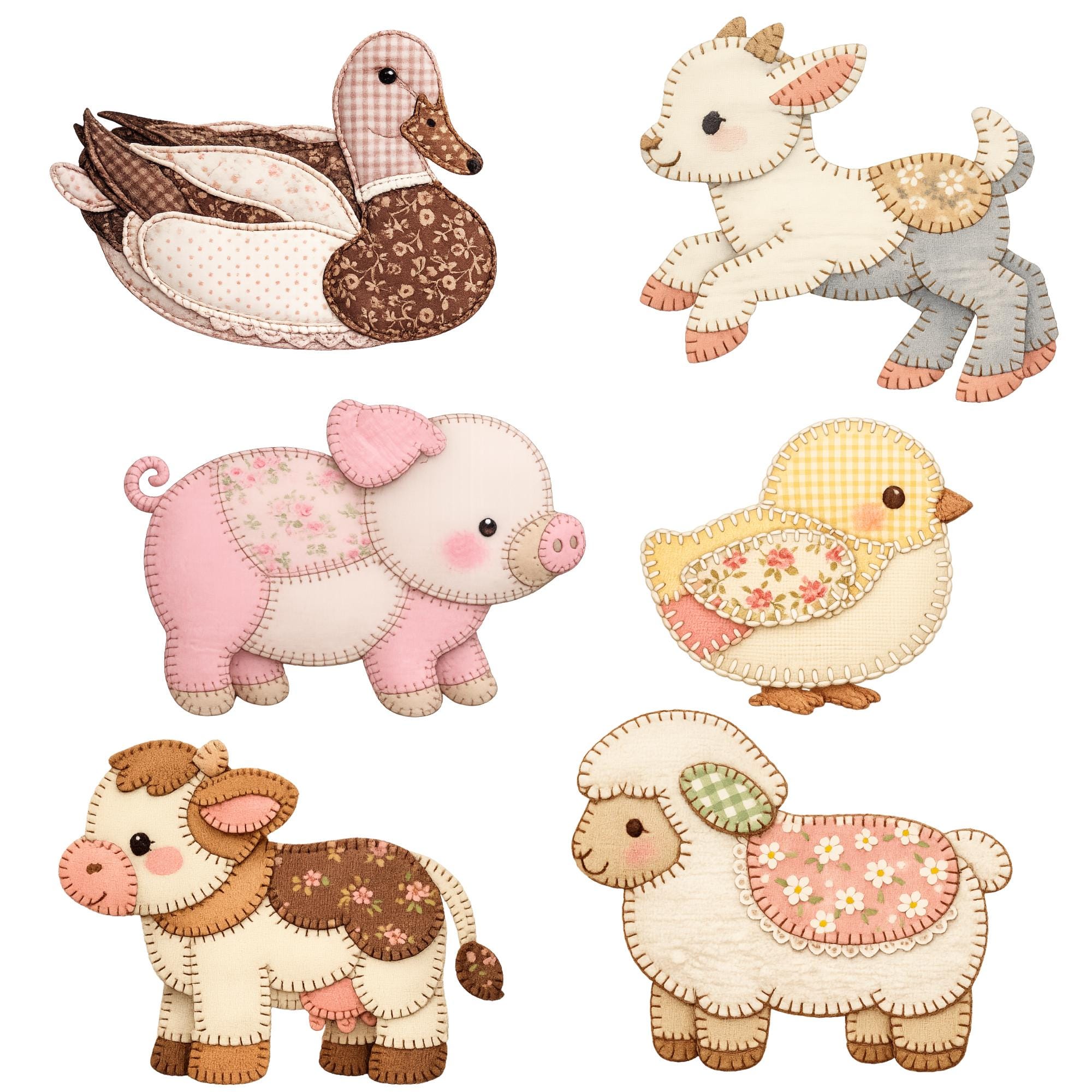25 Patchwork Quilt Animal PNG Bundle, Farmhouse Clipart (digital ...