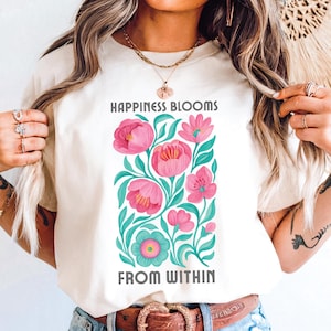 Le bonheur s'épanouit en PNG, PNG floral audacieux, clipart fleur aquarelle, tulipe fantaisiste, art de la sublimation pivoine, impression botanique bohème printanière