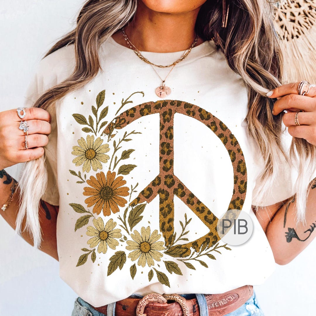 Fall Peace Sign Floral Fall Peace Sign PNG: Boho Pumpkin Sublimation Design (digital ...