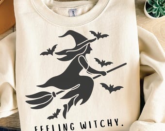 Feeling Witchy PNG: Lustige Halloween Hexe Clipart (Digitaler Download)