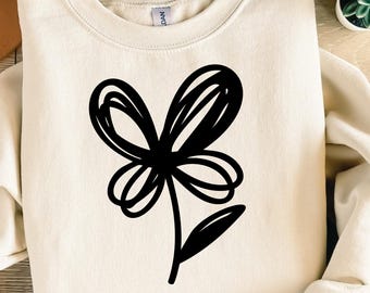 Einfache Blume Doodle SVG PNG Clipart, Boho Floral geschnitten Datei, Cricut Silhouette