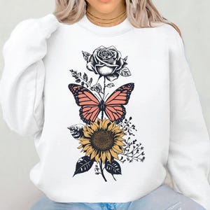 Rosa, farfalla, girasole png, maglietta clipart Bloom Differently Sublimation, download digitale di design floreale, autistico png, barattolo di vetro png