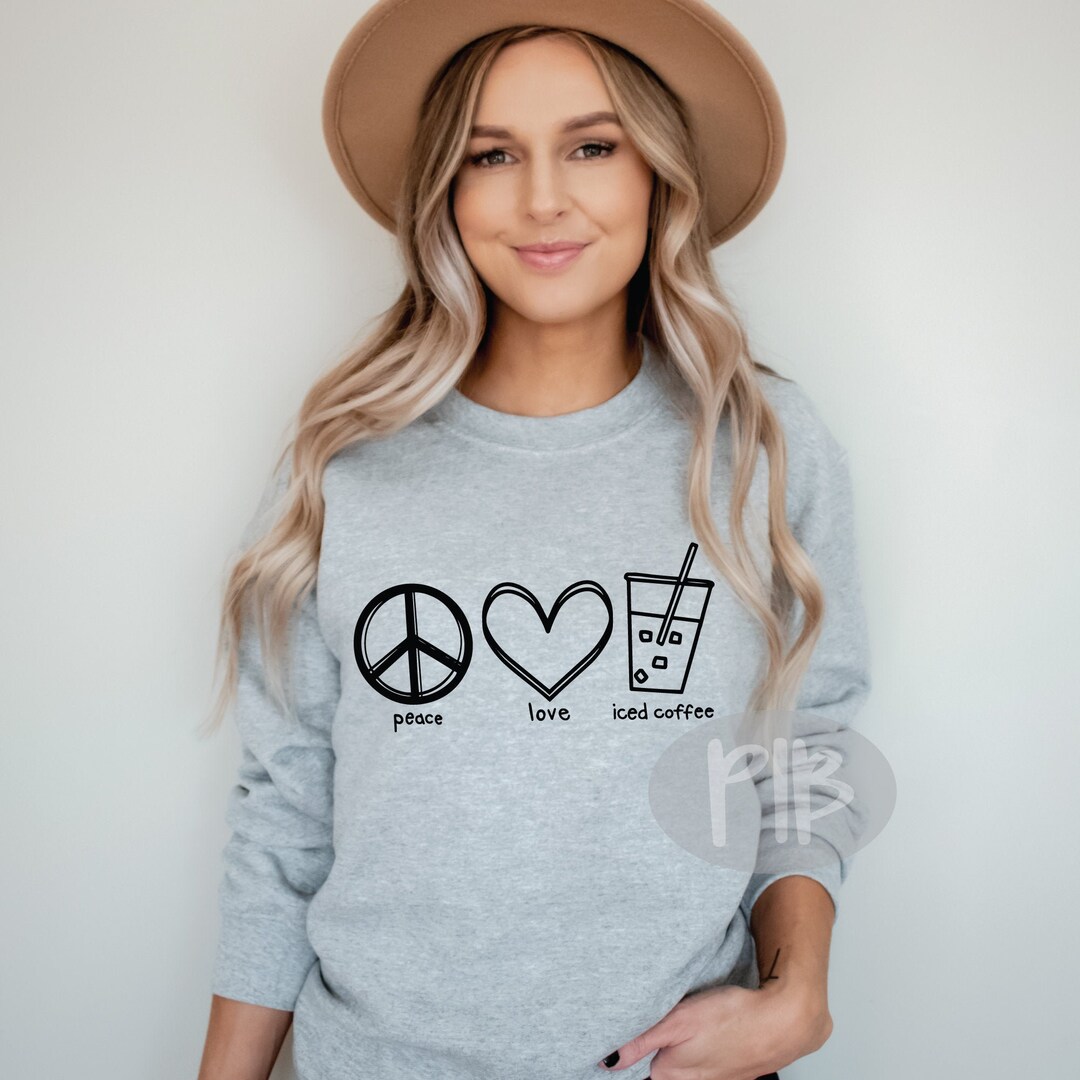 Peace Love Iced Coffee SVG Funny Coffee Lover Svg Friends - Etsy