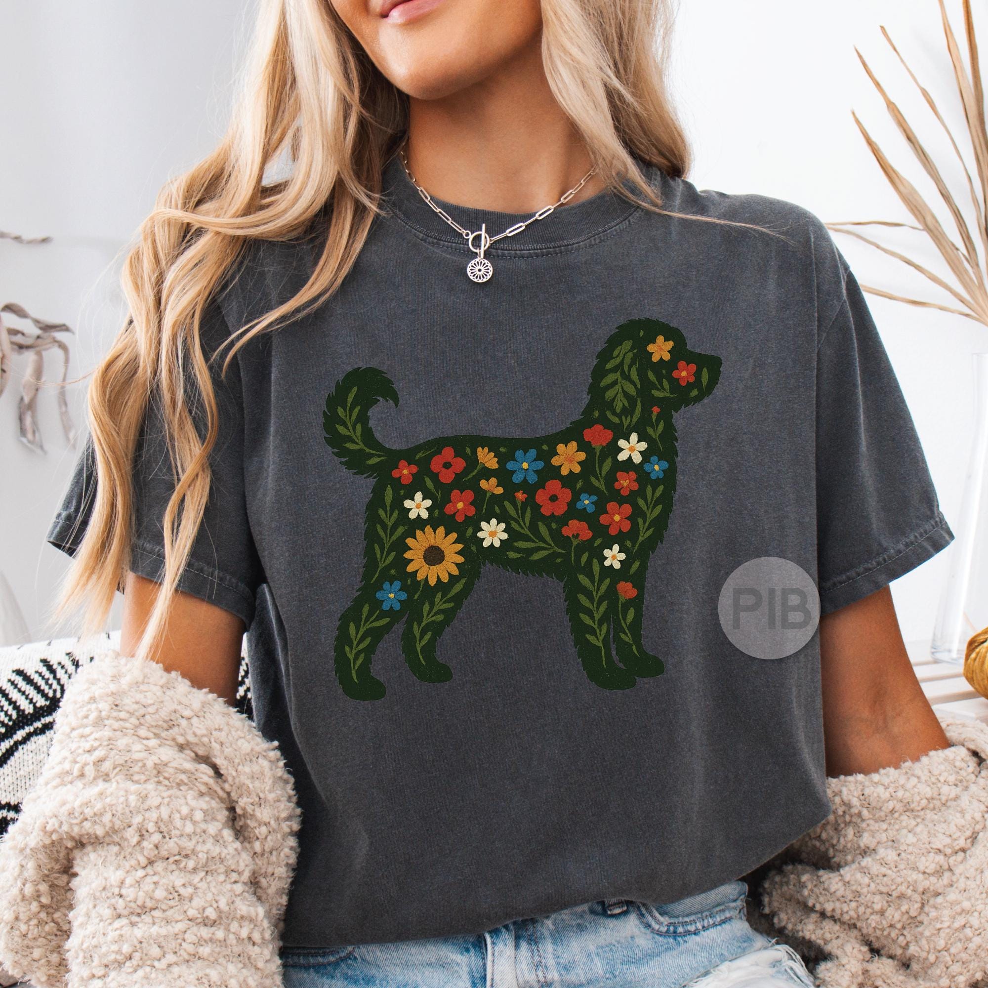 Floral Golden Doodle PNG: Boho Dog Mom Shirt Design (digital Download ...