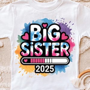 Grande soeur chargement 2025 Png sublimation, conception d'annonce de grossesse, téléchargement numérique, future grande soeur chemise Png