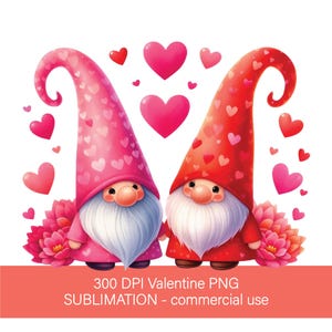 Valentine Gnomes PNG Clipart: Hearts, Shirts, Crafts (Instant Download)