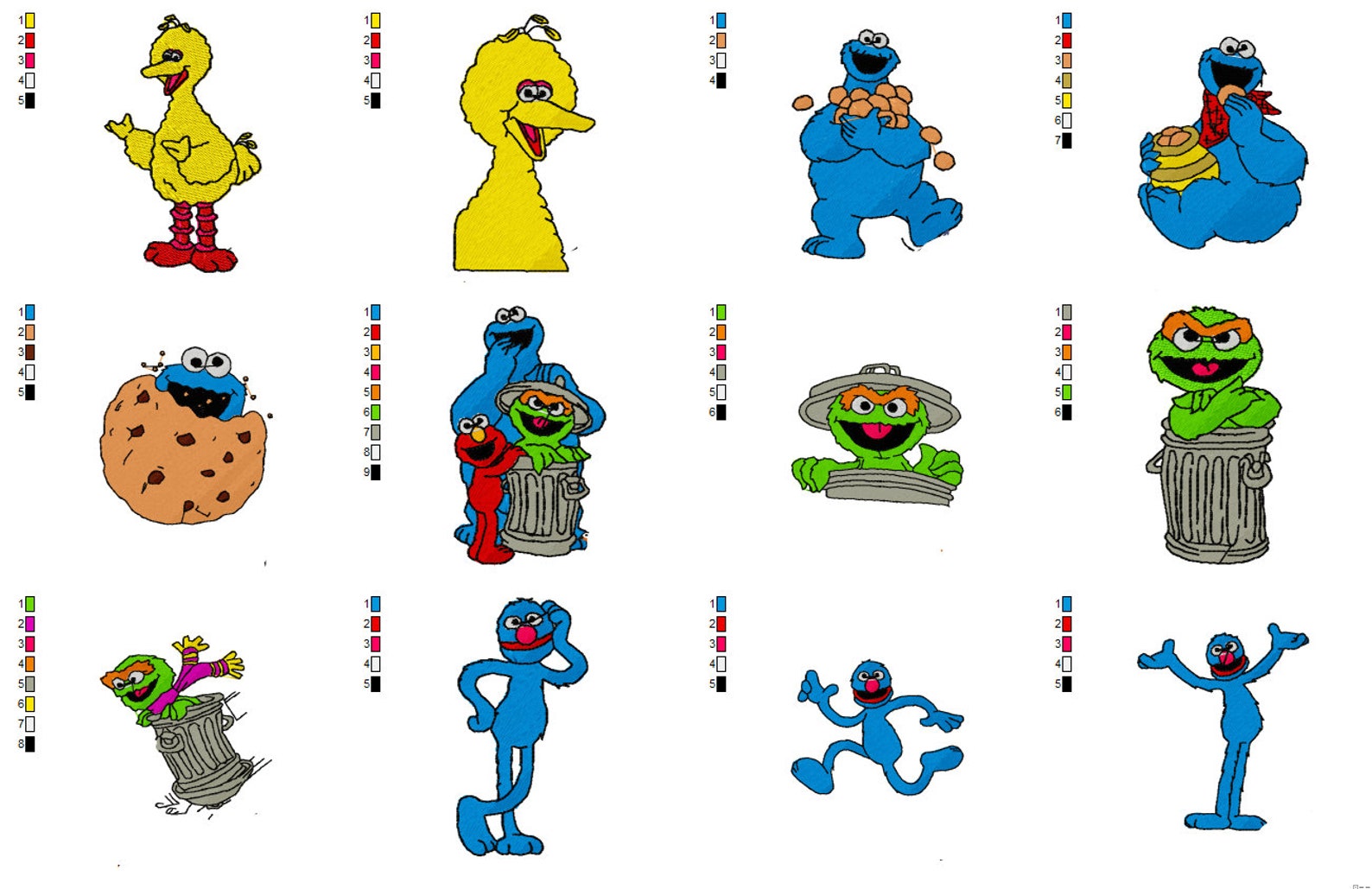 Sesame Street Machine Embroidery Design Pattern Collection Etsy