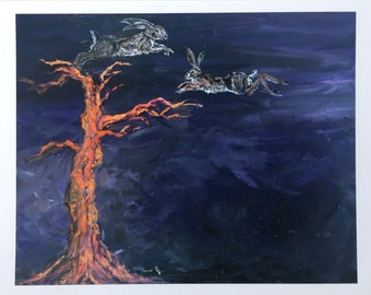 Art Print, Moon Hares