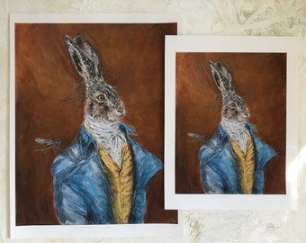 Art Print, Hare & Dragonfly