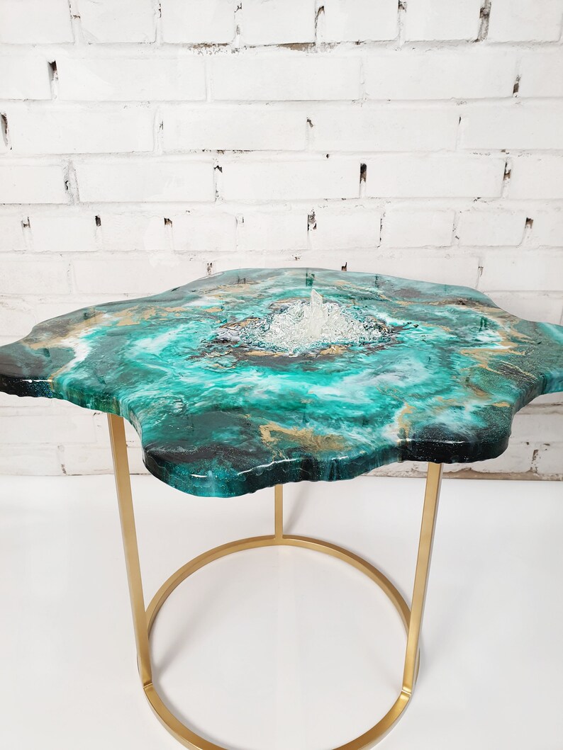 Epoxy marble coffee table Unique crystal furniture Epoxy Etsy