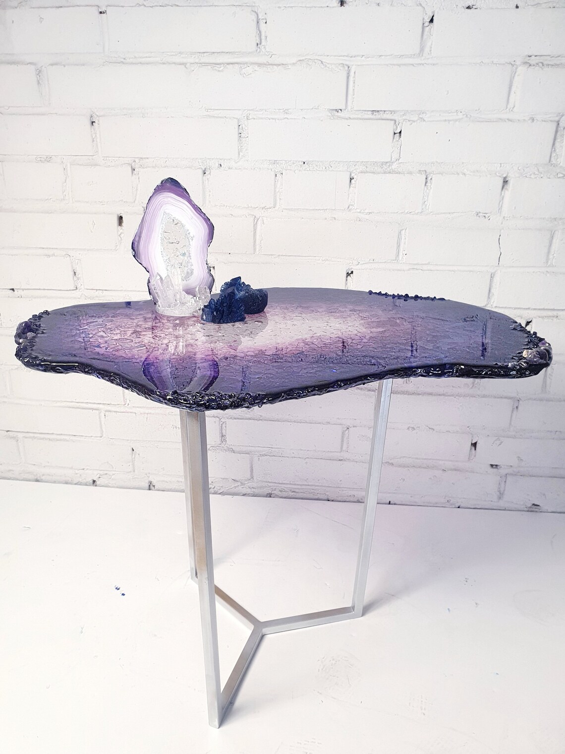 Amethyst geode table End table top Console table Unique Etsy