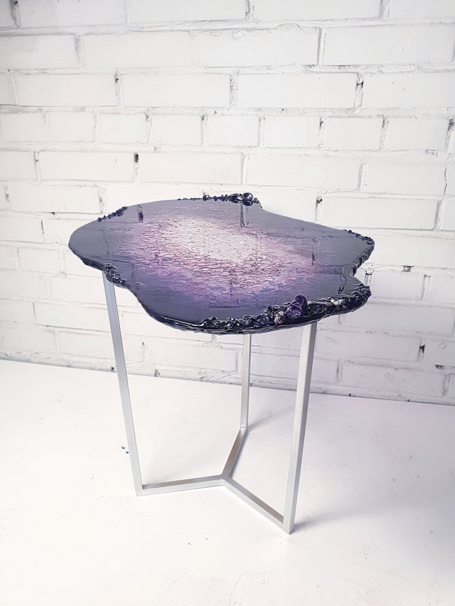 Amethyst geode table End table top Console table Unique Etsy