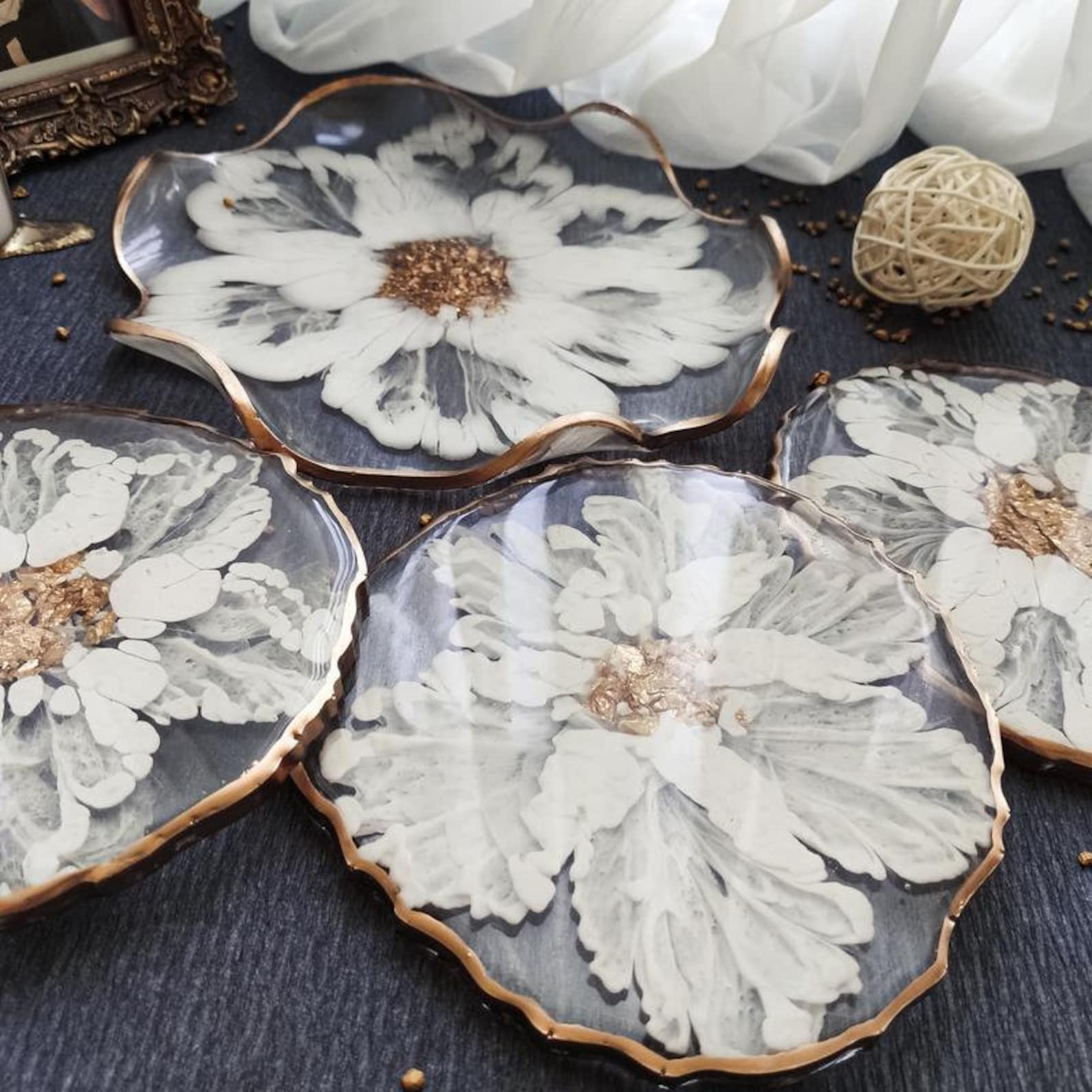 Resin art tutorial epoxy flower coaster video lesson DIY Etsy
