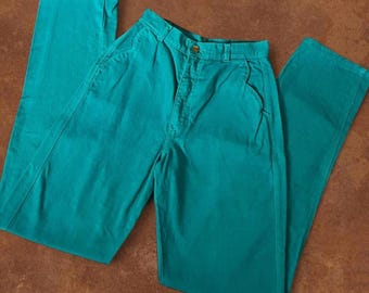 Vintage Rocky Mountain Teal High Waisted Western Jeans | Made in USA | Cowgirl Ranchwear | Size 24