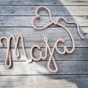 Lettering personalized from wire and wool-name plate-door sign letters-gift for birth baptism-children's room decoration-wall decoration