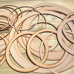 MDF Hoops, Craft Hoop Outline Ring Shape, Blank Hoop, Hangings Hoop, MDF Hoop, in various sizes. Fast Shipping