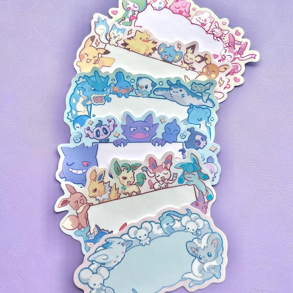 Etiquetas/Etiquetas de nombre Poké - Pegatinas de vinilo mate