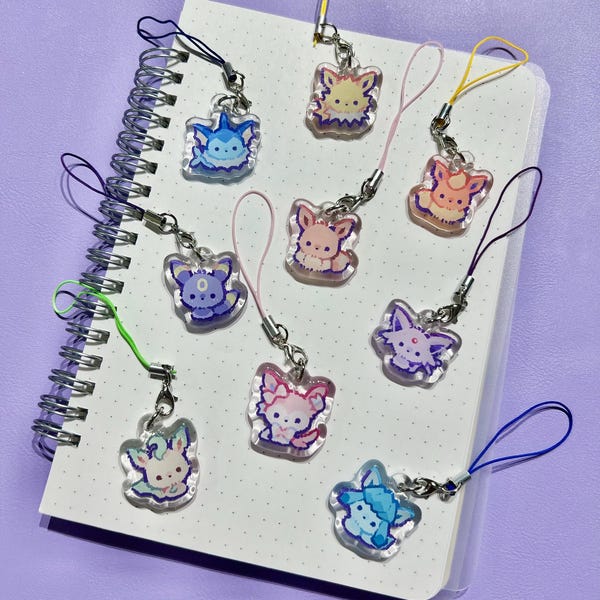 Mini Eeveelution Buds - epoxy telefoonbedels