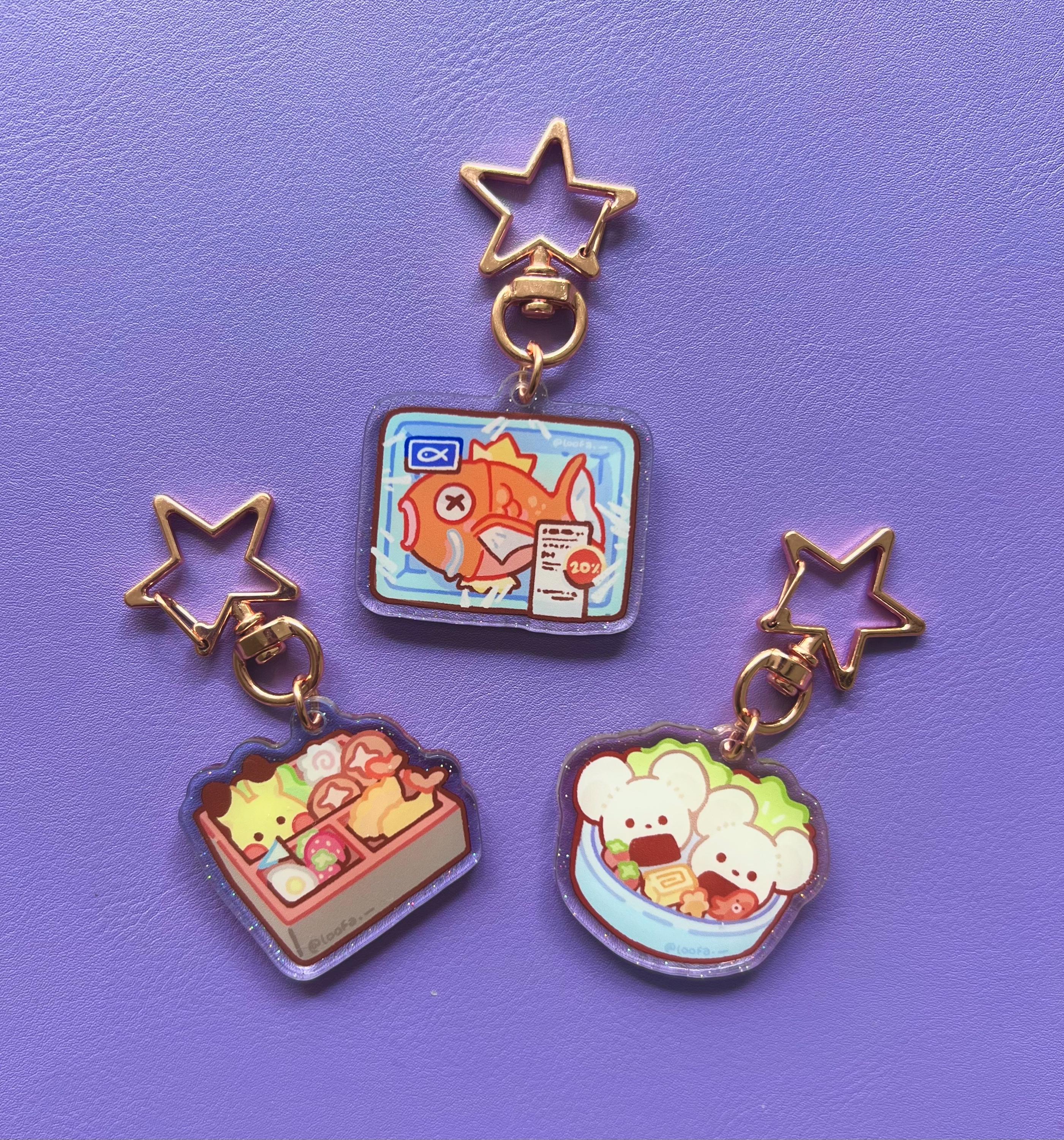 Poké Food Sparkly Acrylic Keychains