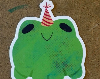 Round Party Frog Sticker